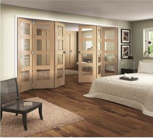 Shaker Oak 4 Light Clear Glazed Interior Folding Doors 3 x 3 2047 x 3771mm