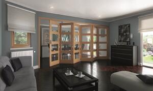 Shaker Oak 4 Light Clear Glazed Interior Folding Doors 6 x 0 2047 x 3771mm