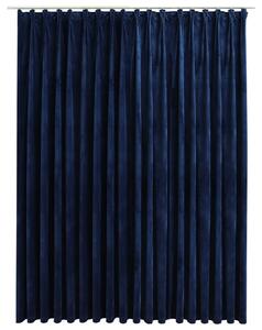 Blackout Curtain with Hooks Velvet Dark Blue 290x245 cm