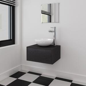 Three Piece Bathroom Furniture and Basin Set Black