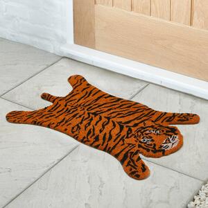 Tiger Shaped Doormat Orange/Black