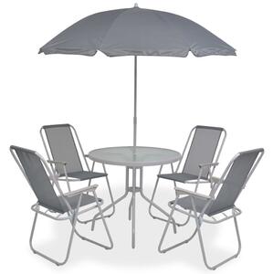 6 Piece Outdoor Dining Set Steel and Textilene Grey