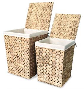 Laundry Basket Set 2 Pieces Water Hyacinth