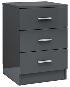 Bedside Cabinet High Gloss Grey 38x35x56 cm Engineered Wood
