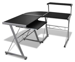 Computer Desk with Pull-out Keyboard Tray L-shaped Black