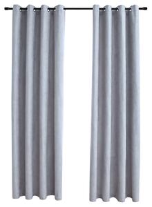 Blackout Curtains with Metal Rings 2 pcs Grey 140x175 cm