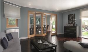 Shaker Oak 1 Light Clear Glazed Interior Folding Doors 3 x 1 2047 x 2545mm