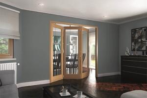 Shaker Oak 1 Light Clear Glazed Interior Folding Doors 3 x 0 2047 x 2157mm