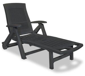 Sun Lounger with Footrest Plastic Anthracite