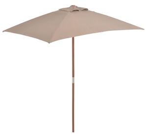 Outdoor Parasol with Wooden Pole 150x200 cm Taupe