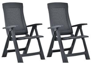 Garden Reclining Chairs 2 pcs Plastic Anthracite