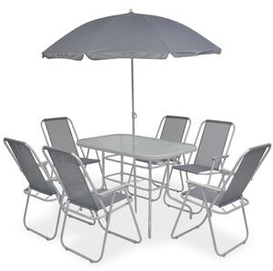 8 Piece Outdoor Dining Set Steel and Textilene Grey
