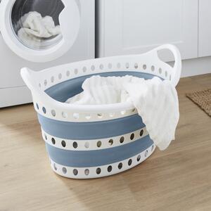 Collapsible Oval Laundry Basket Ashley Blue