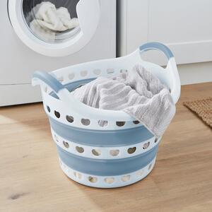 Collapsible Round Laundry Basket Ashley Blue