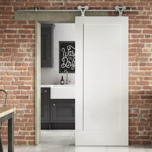 Shaker 1 Panel White Primed Sliding Barn Door with Elegant Track 2073 x 862mm