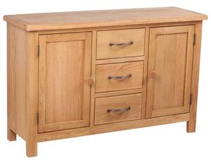 Sideboard with 3 Drawers 110x33.5x70 cm Solid Oak Wood