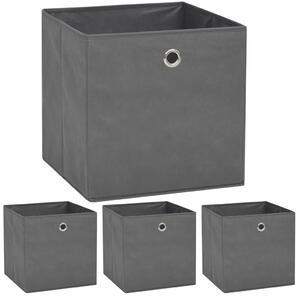 Storage Boxes 4 pcs Non-woven Fabric 32x32x32 cm Grey