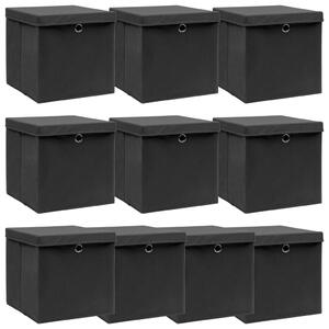 Storage Boxes with Lid 10 pcs Black 32x32x32 cm Fabric