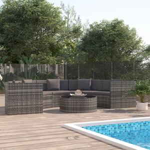6 Piece Garden Lounge Set with Cushions Poly Rattan Grey (UK/IE/FI/NO Only)
