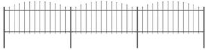 Garden Fence with Spear Top Steel (0.5-0.75)x5.1 m Black