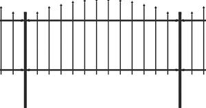 Garden Fence with Spear Top Steel (0.5-0.75)x3.4 m Black