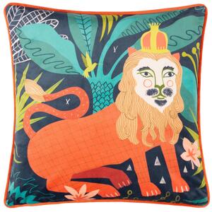 Kate Merritt Lion Illustrated 43cm x 43cm Filled Cushion Multi