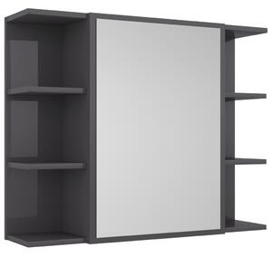 Bathroom Mirror Cabinet High Gloss Grey 80x20.5x64 cm Engineered Wood