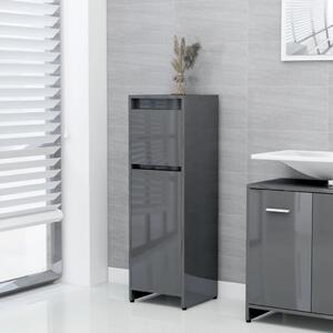 Bathroom Cabinet High Gloss Grey 30x30x95 cm Engineered Wood