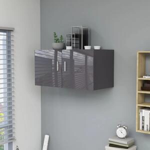 Wall Mounted Cabinet High Gloss Grey 80x39x40 cm Chipboard