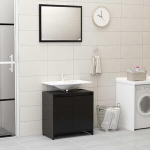 Bathroom Furniture Set High Gloss Black Chipboard