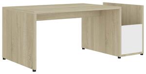 Coffee Table White and Sonoma Oak 90x45x35 cm Engineered Wood