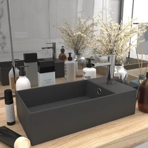 Bathroom Sink with Overflow Ceramic Dark Grey