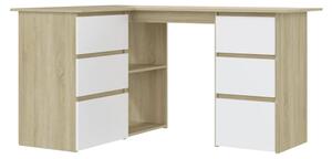 Corner Desk White and Sonoma Oak 145x100x76 cm Engineered Wood