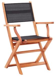 Folding Garden Chairs 8 pcs Black Solid Eucalyptus Wood&Textilene