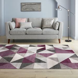 Geo Squares Rug Purple, Grey and White