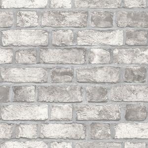 Homestyle Wallpaper Brick Wall Grey and Off-white