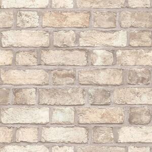 Homestyle Wallpaper Brick Wall Beige and Grey
