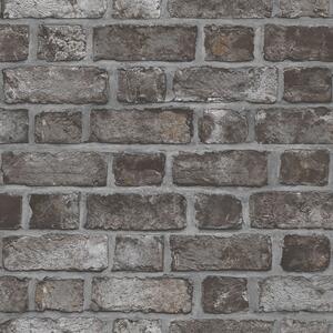 Homestyle Wallpaper Brick Wall Black and Grey