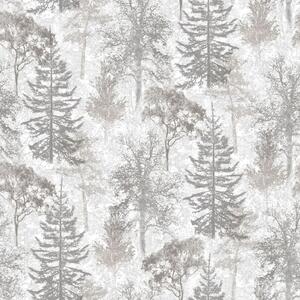Evergreen Wallpaper Trees White amd Grey