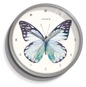 Jones 20cm Butterfly Wall Clock Silver Silver