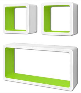 Wall Cube Shelves 6 pcs White and Green
