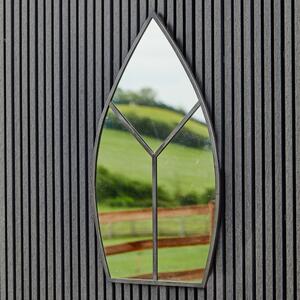 Archway Outdoor Leaf-Shaped Mirror, 90cm x 50cm Black