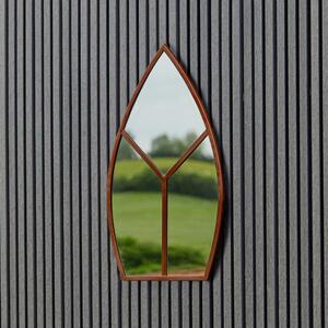 Archway Outdoor Leaf-Shaped Mirror, 90cm x 50cm Rust