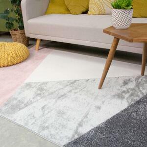 Pink Abstract Geometric Living Room Rug - Enzo - 60cm x 110cm