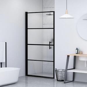 Shower Door 81x195 cm Half Frosted Tempered Glass Black