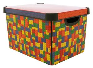 Curver Stockholm Bright Blocks Plastic Deco Storage Box Multi Colour 22L