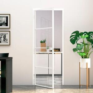 Interior Door White 76x201.5 cm Tempered Glass&Aluminium Slim