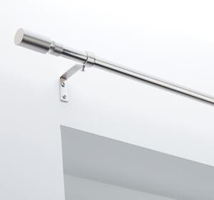 Barrel Metal Extendable Eyelet Curtain Pole 16/19mm Satin Steel (Silver)