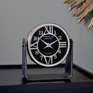 Leather Mantel Clock Black