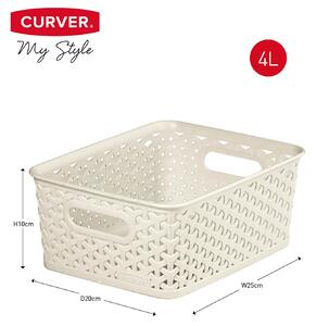 Curver My Style Small Rectangular Plastic Storage Basket - Vintage White - 4L
